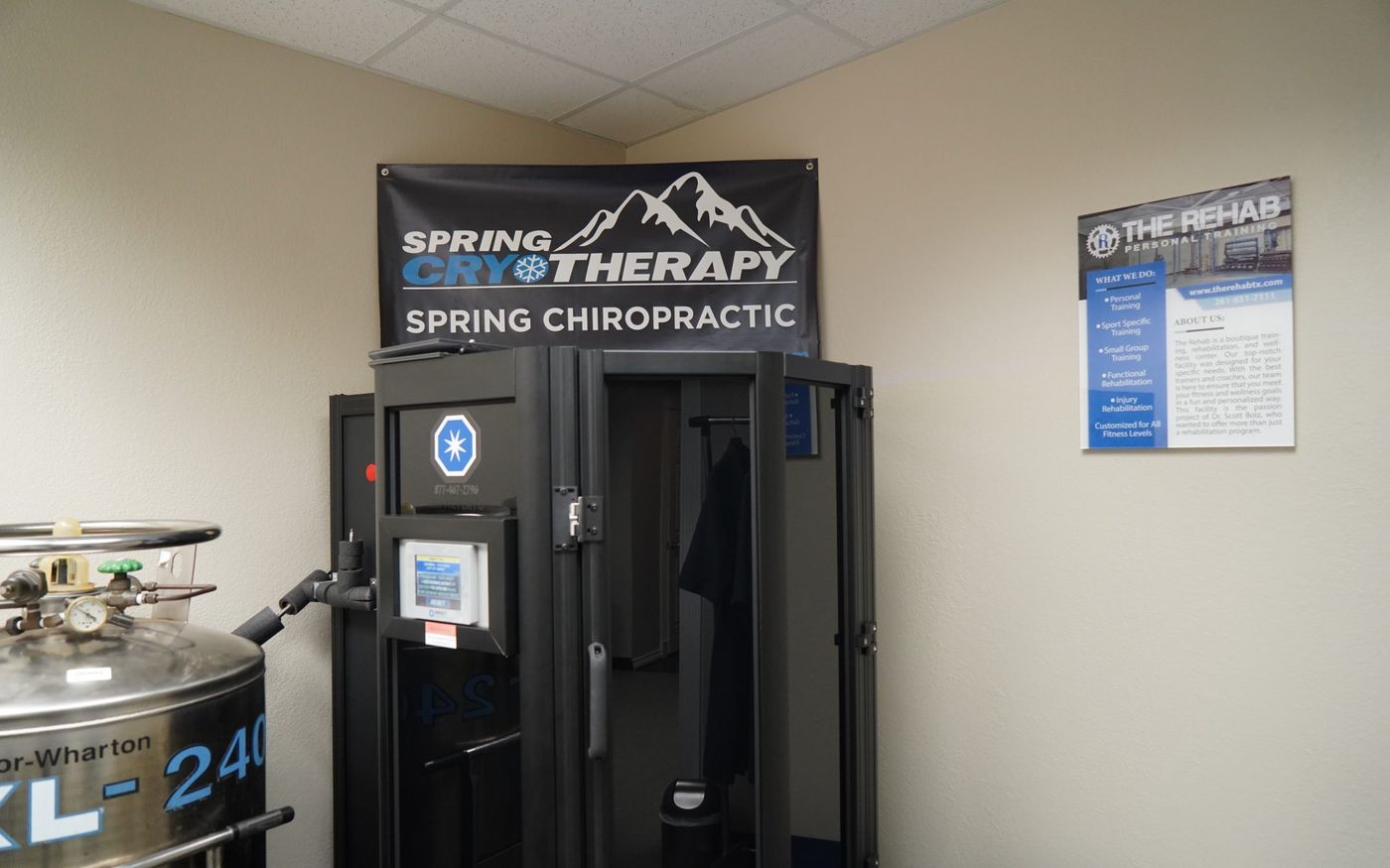 Spring Cryotherapy chamber at Spring Chiropractic